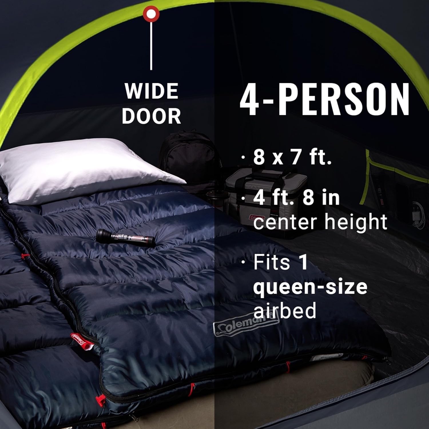 Coleman 4/6/8/10 Person Skydome Dark Room Tent with Rainfly, 5 Minute Setup, Blocks 90% of Sunlight, 20% More Headroom Than Traditional Tents - Image 5