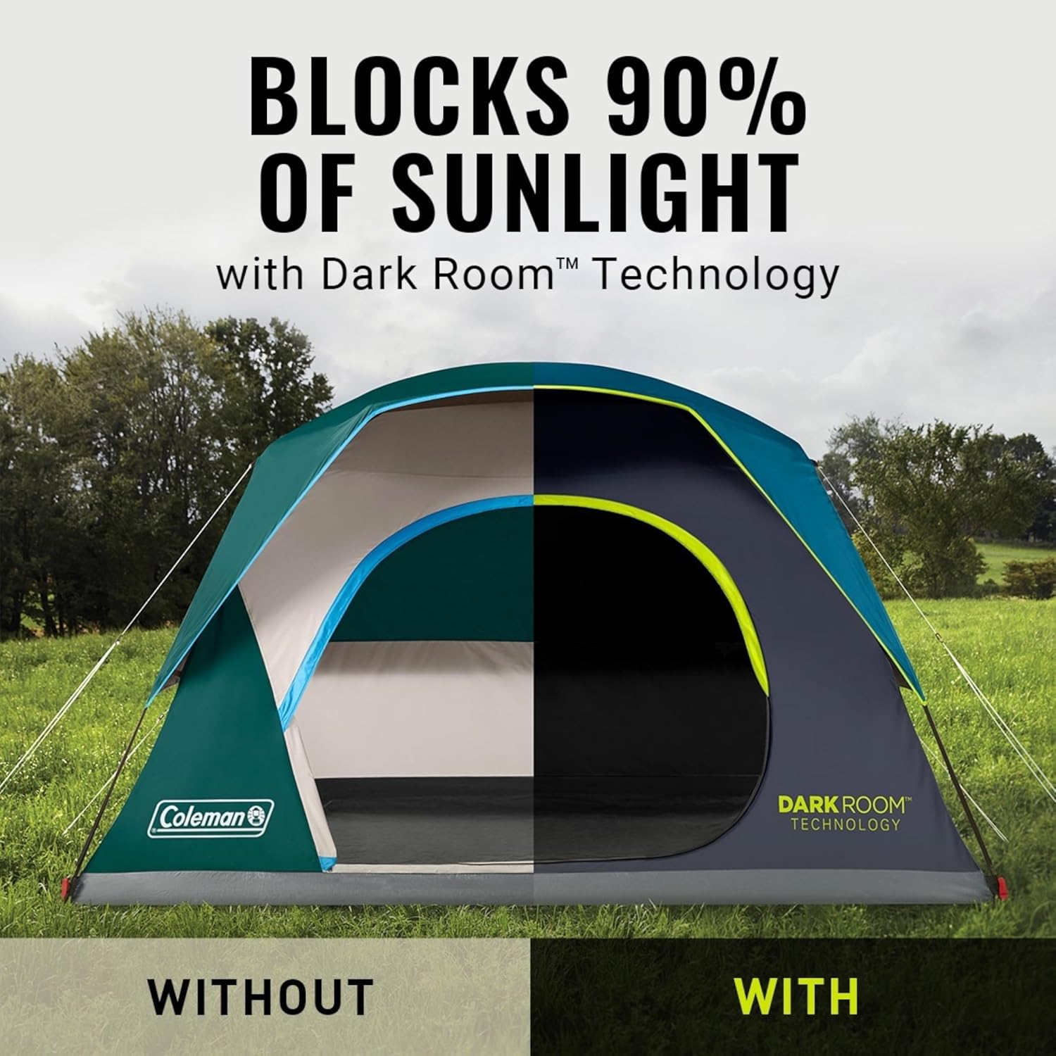 Coleman 4/6/8/10 Person Skydome Dark Room Tent with Rainfly, 5 Minute Setup, Blocks 90% of Sunlight, 20% More Headroom Than Traditional Tents - Image 4