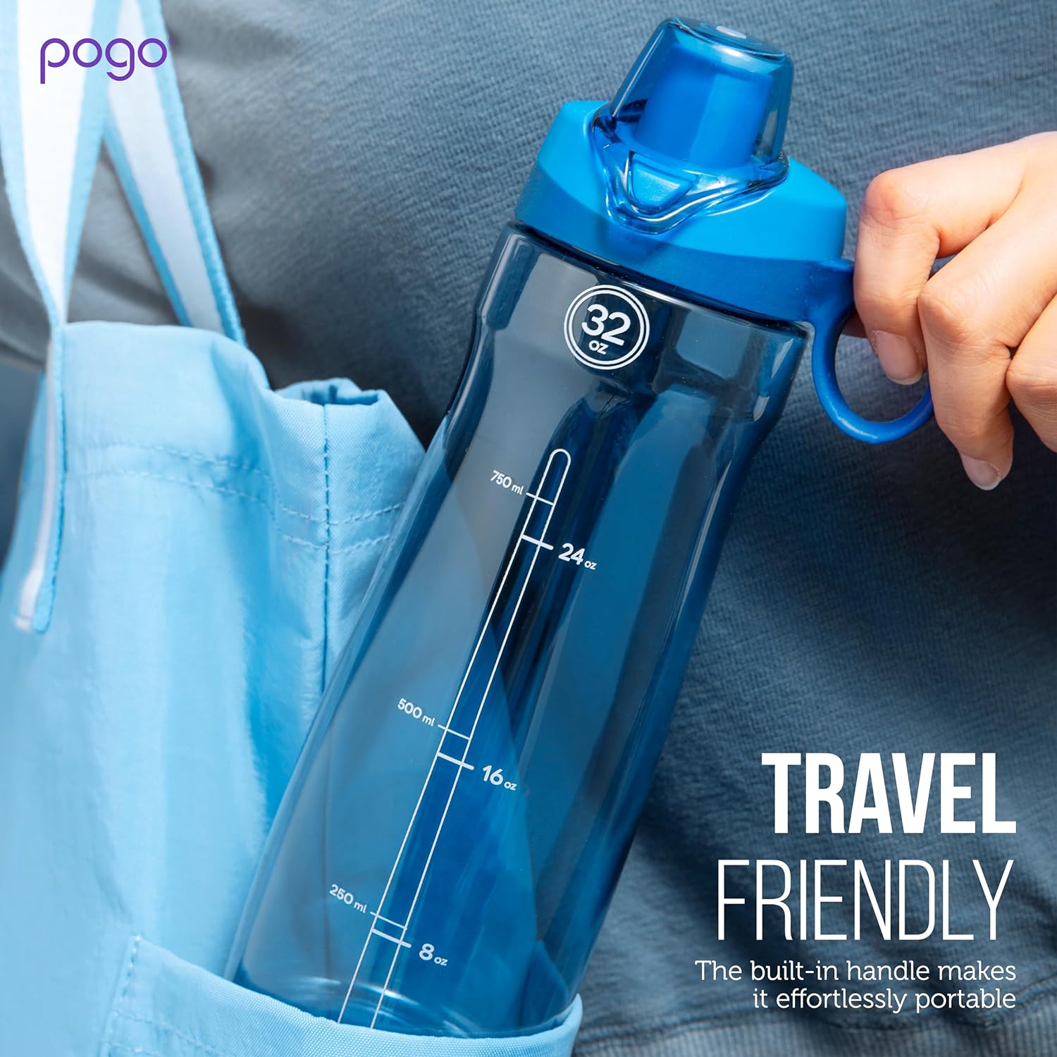 Pogo Plastic Water Bottle with Chug Lid and Carry Handle, Reusable, BPA Free, Dishwasher Safe, Perfect for Travel, School, Outdoors, and Gym | 18oz, 32oz, 40oz, 64oz - Image 9