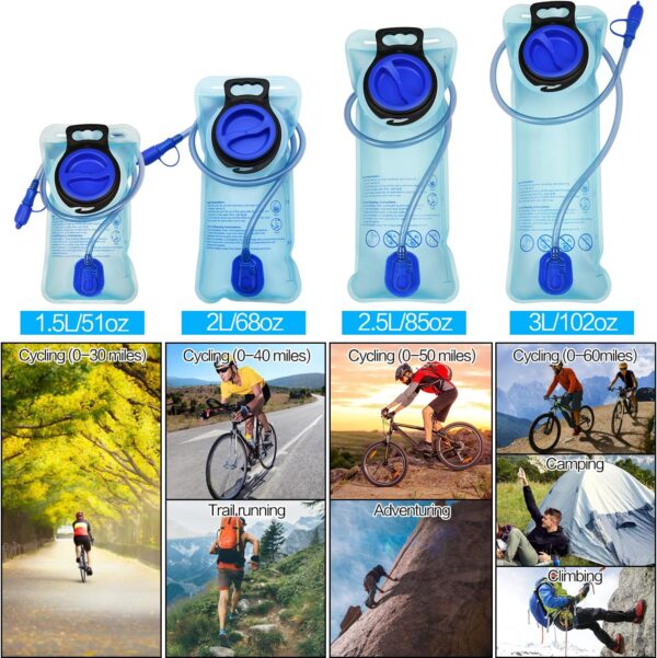 1.5L/2L/2.5L/3L Hydration Bladder, Large Opening Water Storage Bladder Bag, for Cycling Hiking Camping - Image 3
