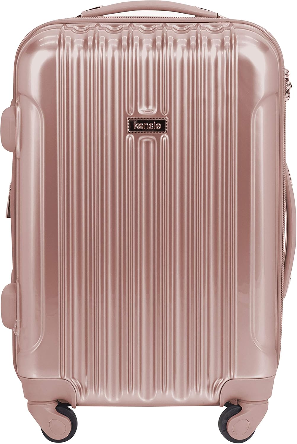 kensie 20" "Alma" Carry-On TSA-Lock Spinner Luggage, Rose Gold - Image 2
