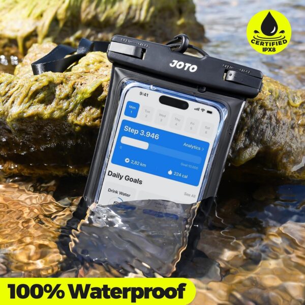 JOTO Up to 7" Universal Waterproof Phone Case for iPhone 17 Air 16 15 14 13 12 11 Plus Pro Max, IPX8 Cellphone Dry Bag XR X SE, Galaxy S23 S22 S21 S20+ S20 S10 Plus Note, Pixel -Black - Image 3