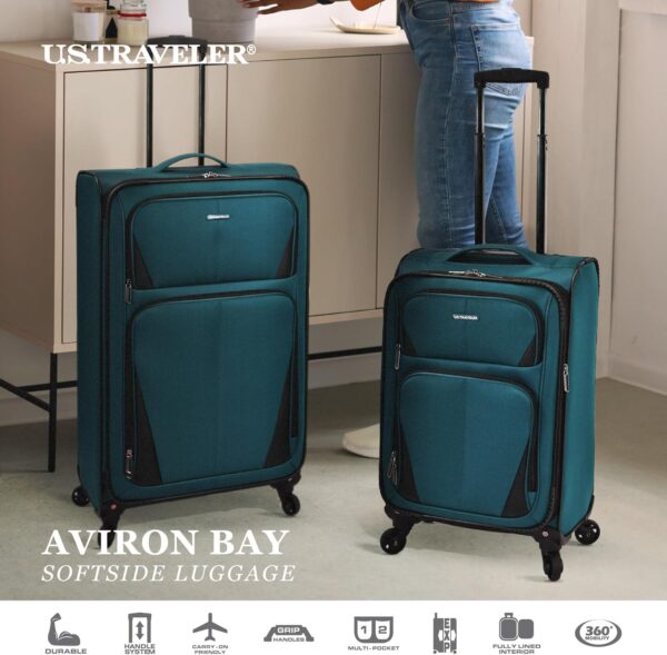 U.S. Traveler Aviron Bay Expandable Softside Luggage with Spinner Wheels, Black, Large 30-Inch - Image 5