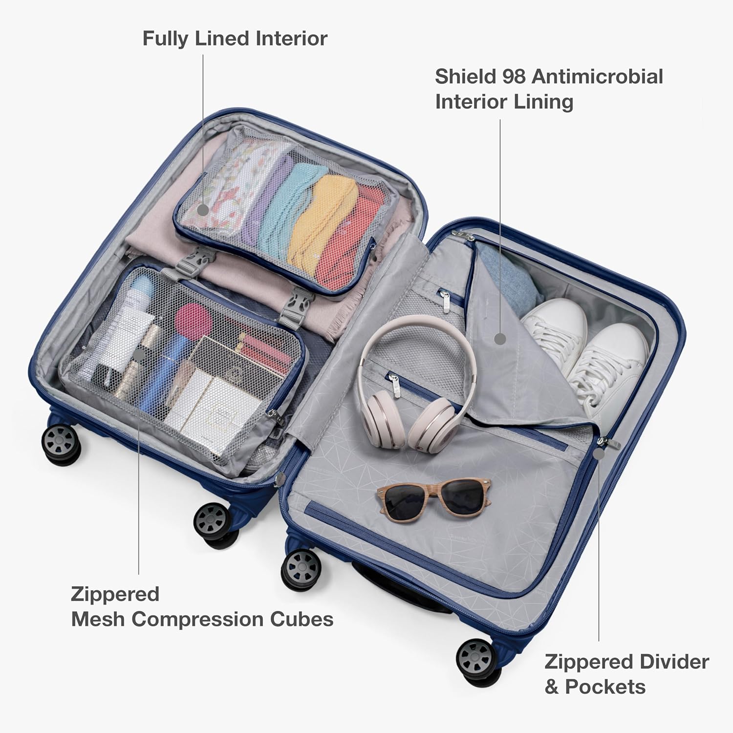 Traveler's Choice Pagosa Indestructible Hardshell Expandable Spinner Luggage, Navy, 30-Inch Large - Image 7