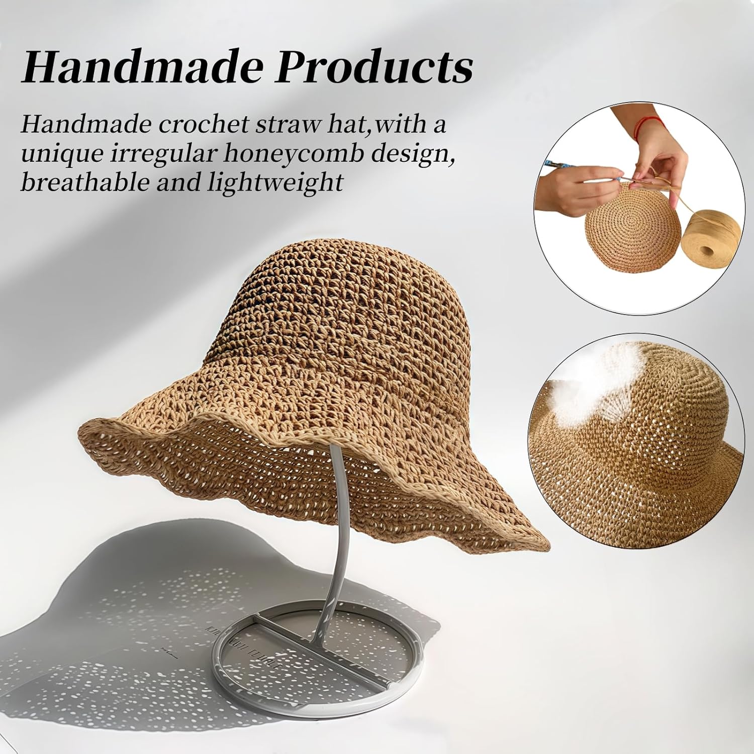 Floppy Big Beach Straw Hats for Women Foldable Summer Wide Brim Packable Sun Hat Womens Travel Straw Fedora Hat - Image 5