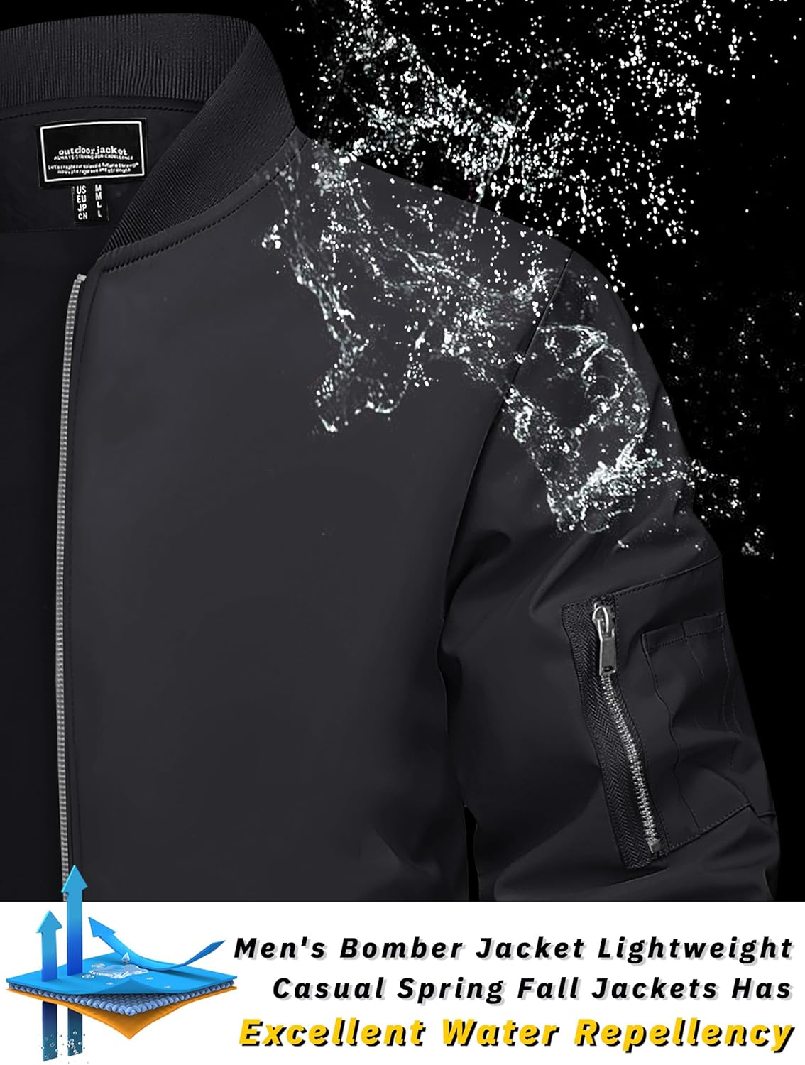 TACVASEN Men's Bomber Jacket Lightweight Casual Spring Fall Windbreaker Zip Up Coat with Pocket - Image 3