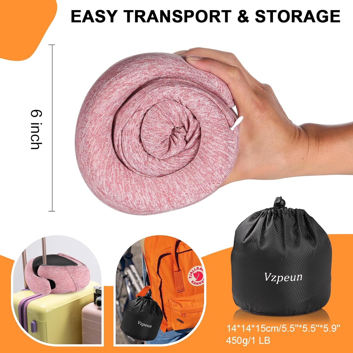 Travel Pillow - Hooded Neck Pillow Airplane Memory Foam Filling for Plane, Office, Cars Sleeping, Road Trip, Long Flights, Portable Plane Accessories, Includes Eye Mask & Earplugs (Red) - Image 7