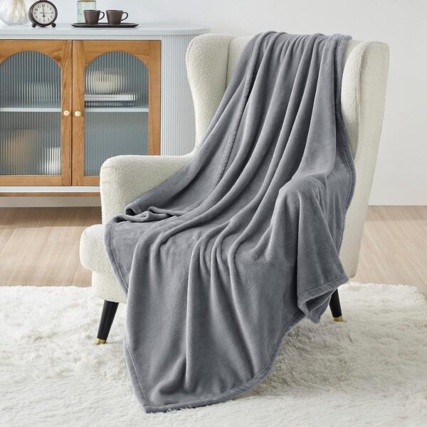 Bedsure GentleSoft Fleece Blanket Twin Size Grey - 300GSM Lightweight Plush Fuzzy Cozy Soft Warm Blanket for Bed, Sofa, Couch, Travel, Camping, 60x80 inches - Image 3