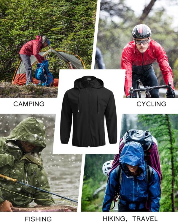 COOFANDY Men's Packable Rain Jacket Lightweight Waterproof Raincoat with Hood Travel Hiking Golf Windbreaker - Image 6