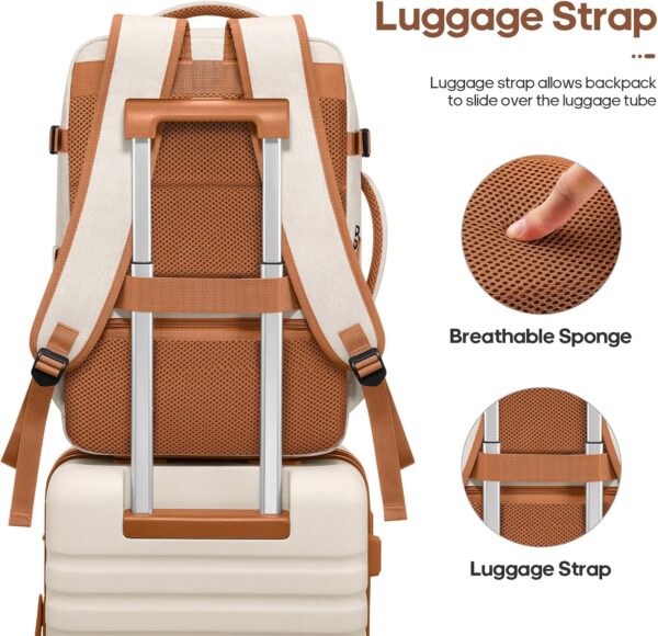 Luggage Sets 3 Piece, Carry On Luggage 20In With Spinner Wheels,PC Hardside Suitcase Set with TSA Lock,Durable Carry On Suitcase With Travel Backpack for Men (Beige, 3 piece set (20inch)) - Image 7