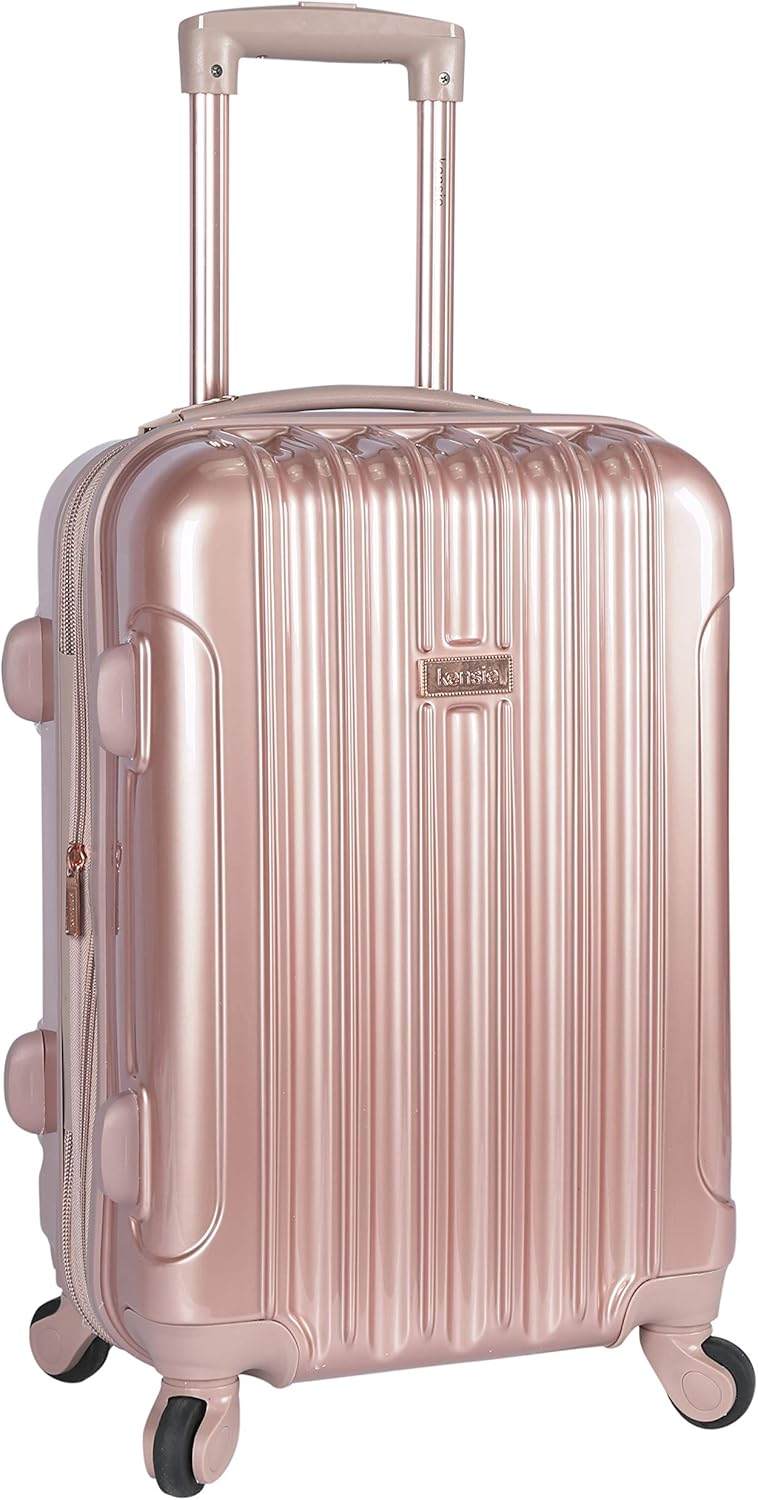 kensie 20" "Alma" Carry-On TSA-Lock Spinner Luggage, Rose Gold - Image 8