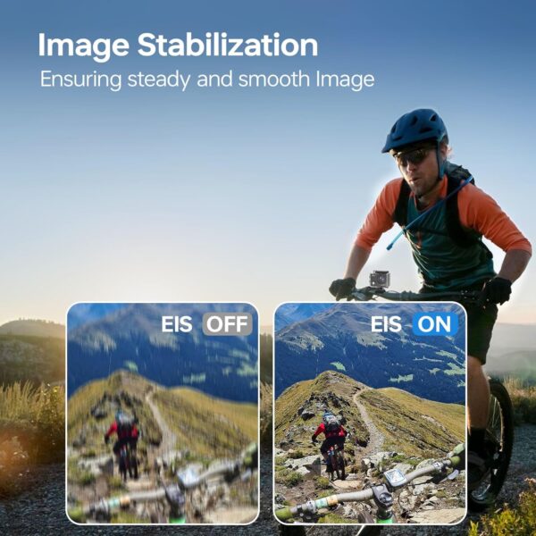 Action Camera 5K 30FPS Waterproof Camera Underwater 131FT with EIS WiFi App Remote Control 64GB Card 170° Wide Angle Sports Helmet Bike Video - Image 4