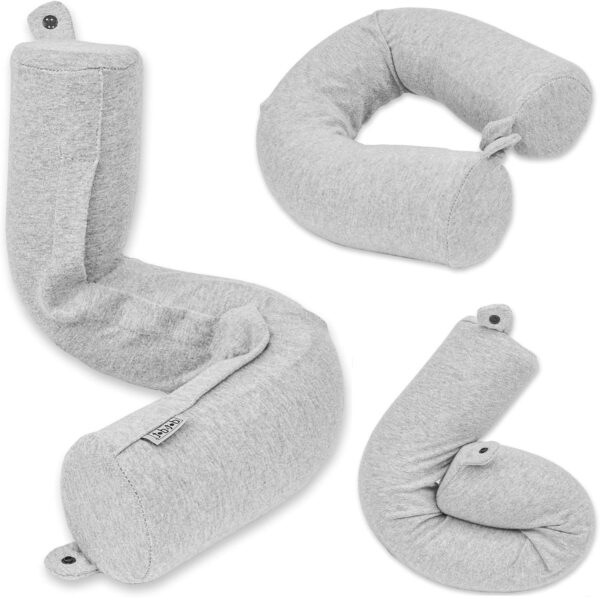 Dot&Dot Twist Memory Foam Travel Pillow for Airplanes - Travel Neck Pillow for Sleeping - Airplane Pillow for Neck Support, Chin, Lumbar and Leg - Adjustable, Bendable Neck Roll Pillow - Image 2