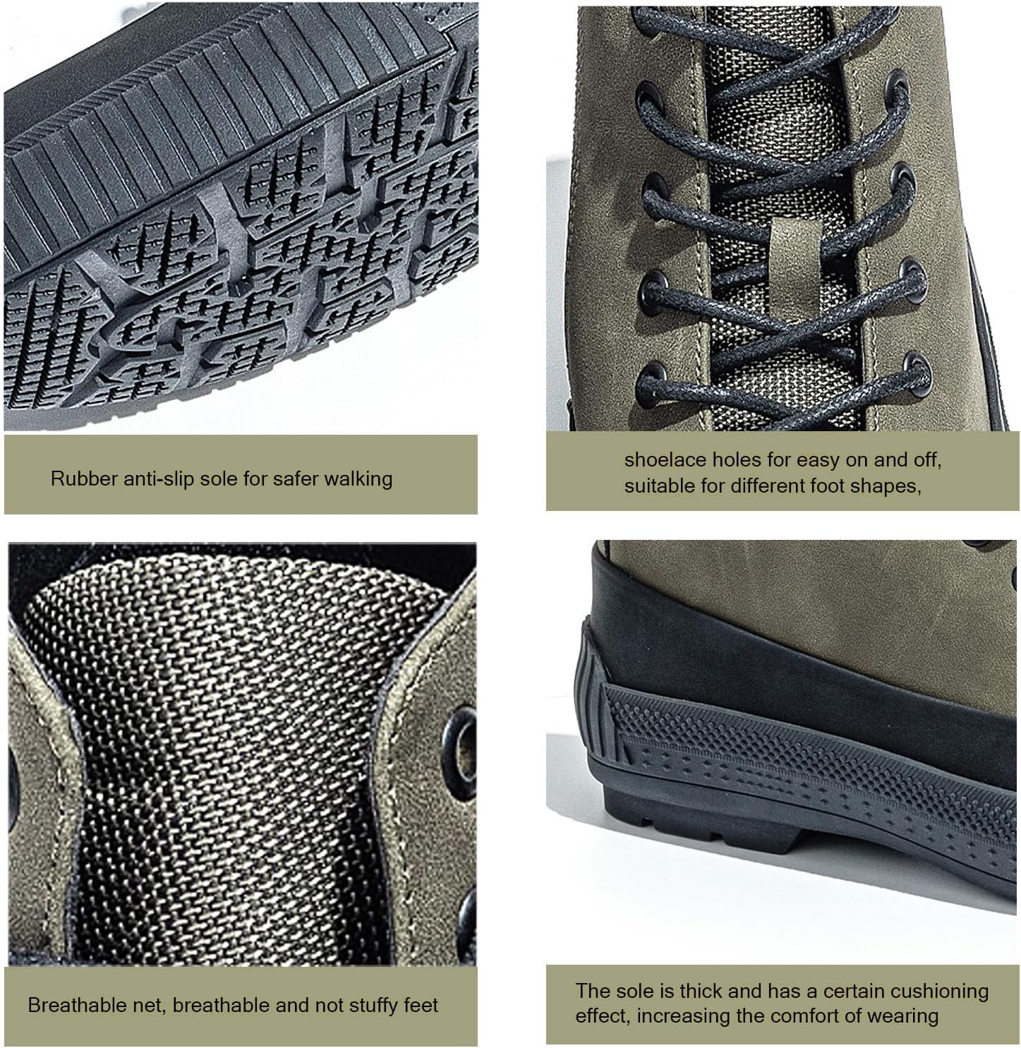 Men's Outdoor Hiking Boots Waterproof High Top Anti Slip Casual Work Boots with Rubber Sole for Trekking, Walking, Travel, Fall Winter - Image 6