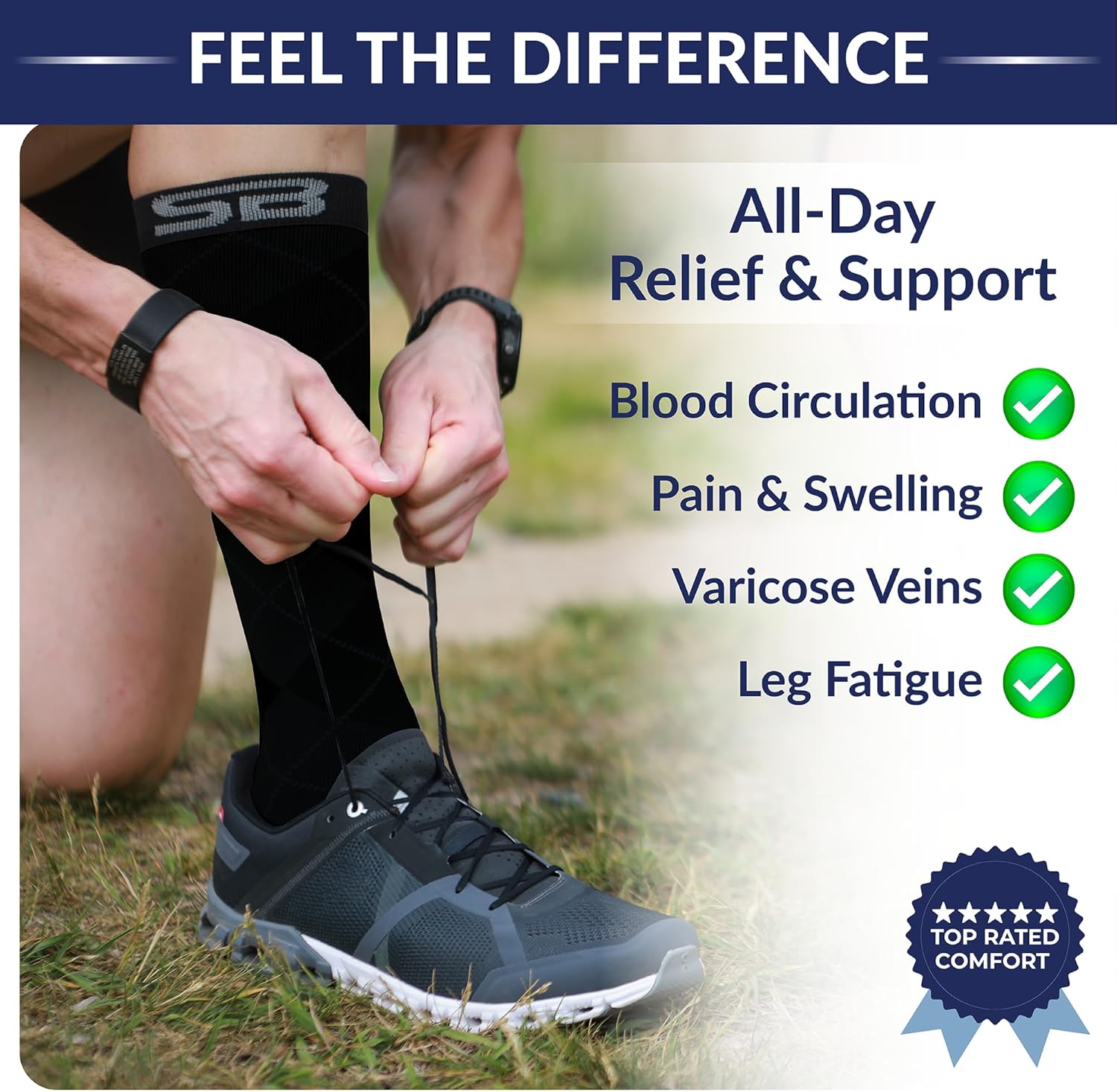 SB SOX Compression Socks for Men & Women (20-30 mmHg) - Best Support Stockings for Travel, Medical, and Sports - Perfect for Everyday Wear - Image 3