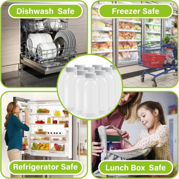 Dishwasher Safe 16oz Plastic Bottles with Caps Reusable BPA Free PP5 Juice Milk Water Smoothie Bottle Heat-Resistant Refillable - Image 7