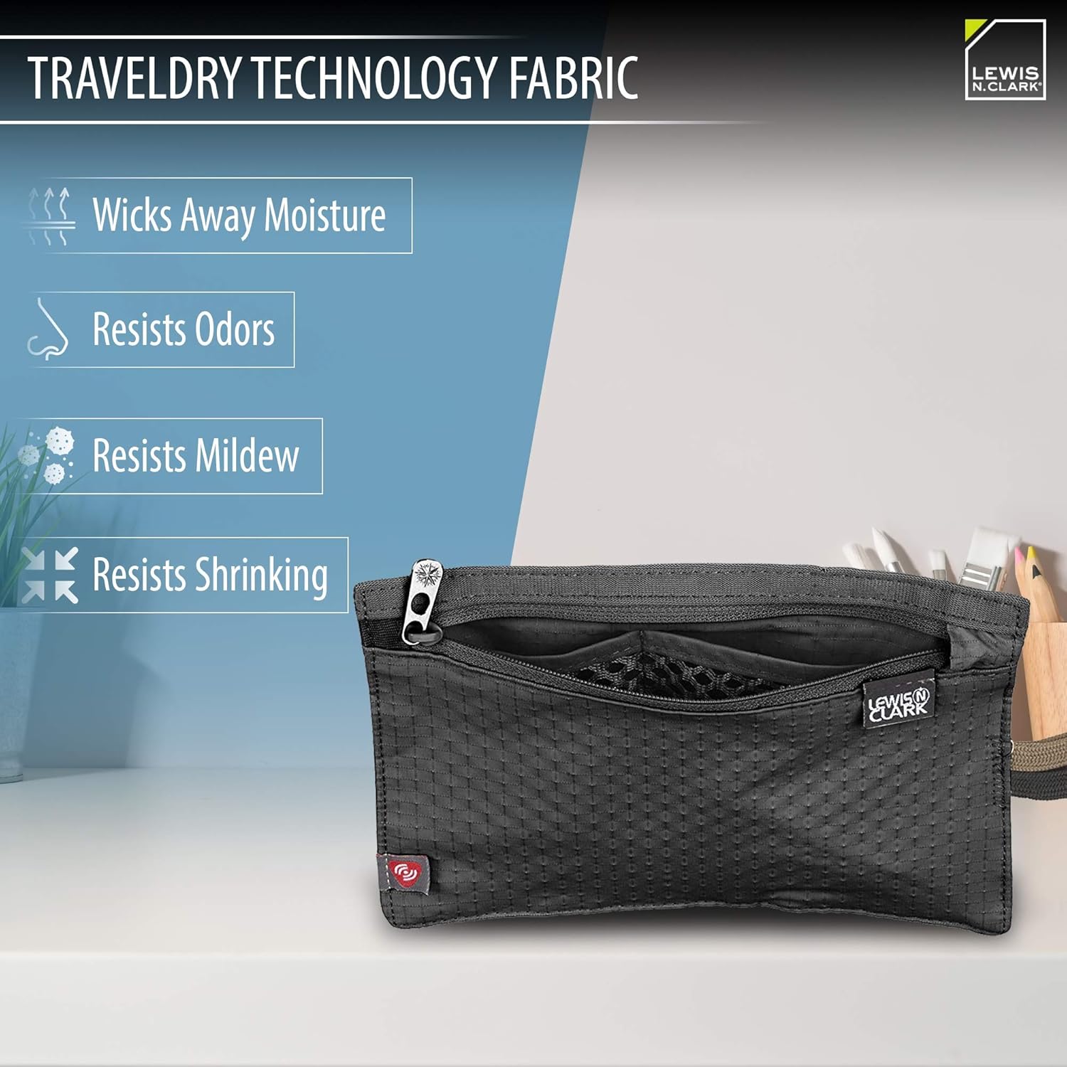 Lewis N. Clark RFID Blocking Money Belt Travel Pouch + Credit Card, ID, Passport Holder for Women & Men, Black, One Size - Image 5