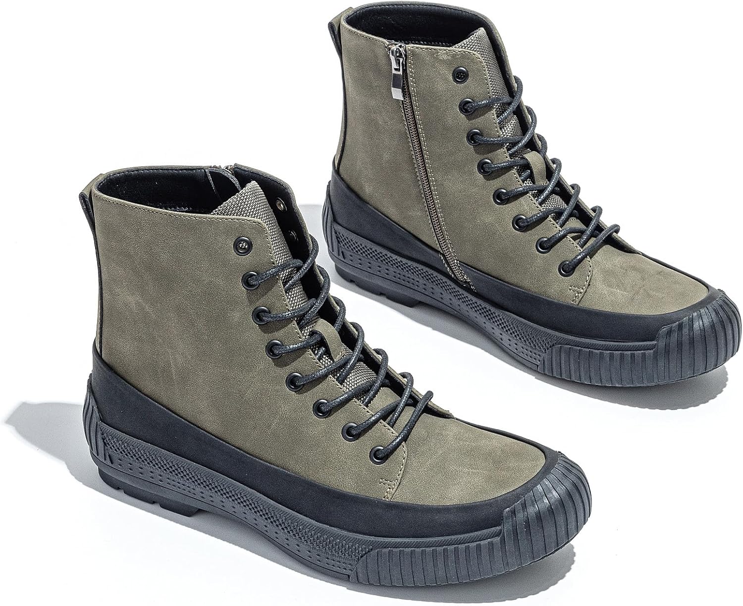Men's Outdoor Hiking Boots Waterproof High Top Anti Slip Casual Work Boots with Rubber Sole for Trekking, Walking, Travel, Fall Winter - Image 3