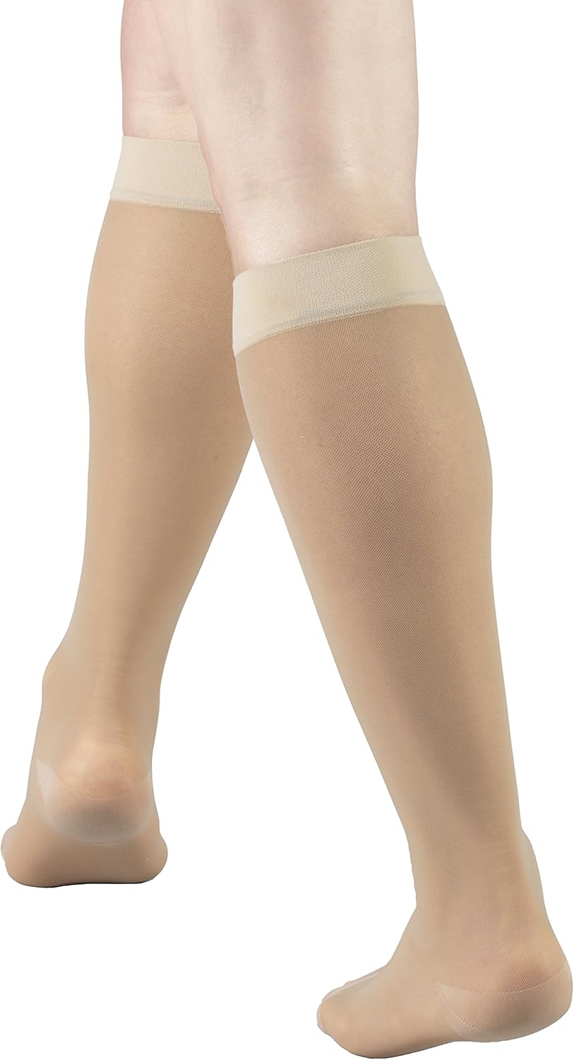 Truform Sheer Compression Stockings, 15-20 mmHg, Women's Knee High Length, 20 Denier, Nude, Medium - Image 4