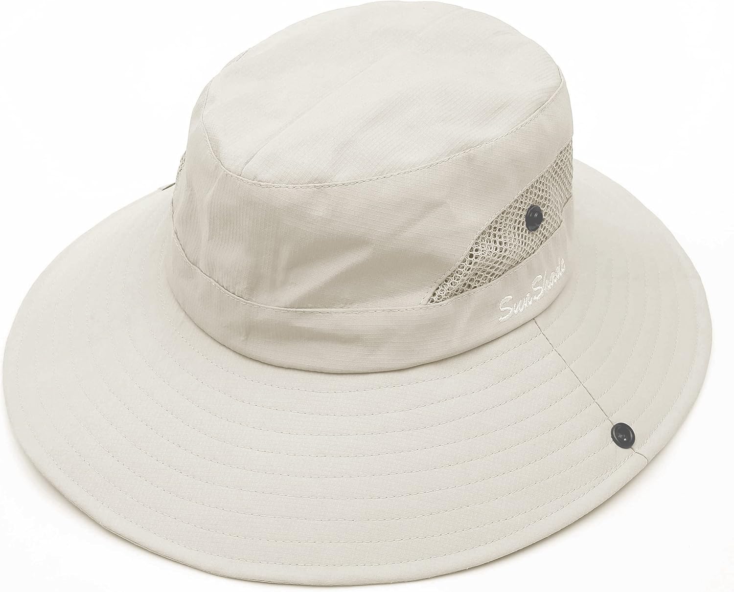 Women's Outdoor UV-Protection-Foldable Sun-Hats Mesh Wide-Brim Beach Fishing Hat with Ponytail-Hole - Image 6