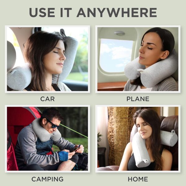Dot&Dot Twist Memory Foam Travel Pillow for Airplanes - Travel Neck Pillow for Sleeping - Airplane Pillow for Neck Support, Chin, Lumbar and Leg - Adjustable, Bendable Neck Roll Pillow - Image 6