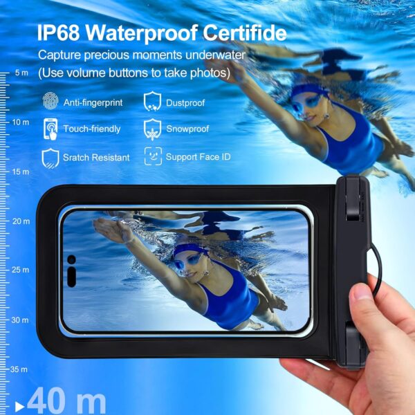 Up to 8.3" 5 Pack Multicolor Universal Waterproof Phone Pouch, Phone Waterproof Case Dry Bag,Protection Level: IP68,Outdoor Sports for Apple iPhone,Samsung,and More,Black,Blue,Pink,Orange,Green - Image 6