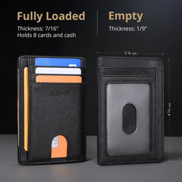 Buffway Slim Minimalist Front Pocket RFID Blocking Leather Wallets for Men and Women - Cross Black - Image 6