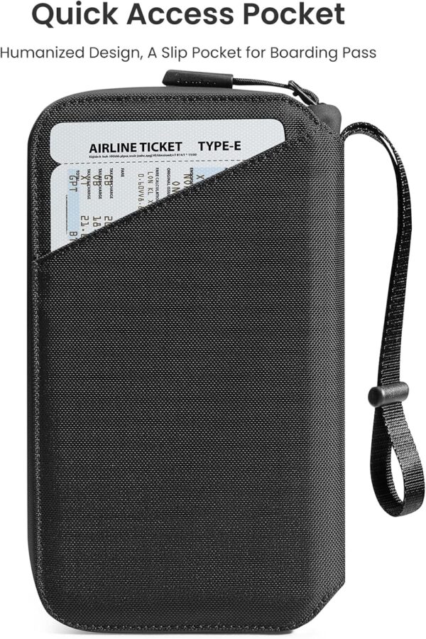tomtoc Passport Holder Family with RFID Blocking, Passport Wallet Women Men, with Airtag & Sim Card Holder and Eject Pin, Travel Document Organizer with Wrist Strap, Up to 4 Passports, Water-resistant - Image 5
