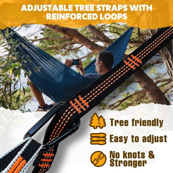 NATUREFUN Ultra-Light Travel Camping Hammock | 300kg Load Capacity,Breathable,Quick-Drying | 2 x Premium Carabiners,2 x Nylon Slings Included | Outdoor Indoor Garden - Image 4