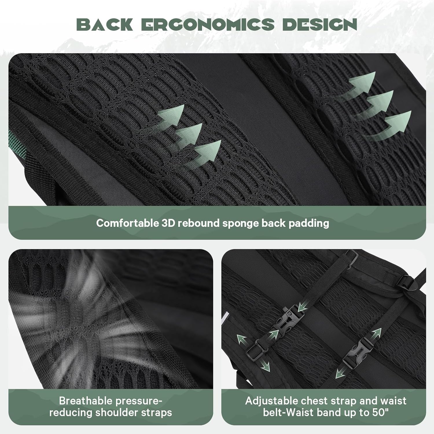 Maelstrom Hydration Hiking Backpack with 2L/3L Water Bladder, High Flow Bite Valve Camping Daypack Lightweight - Image 6