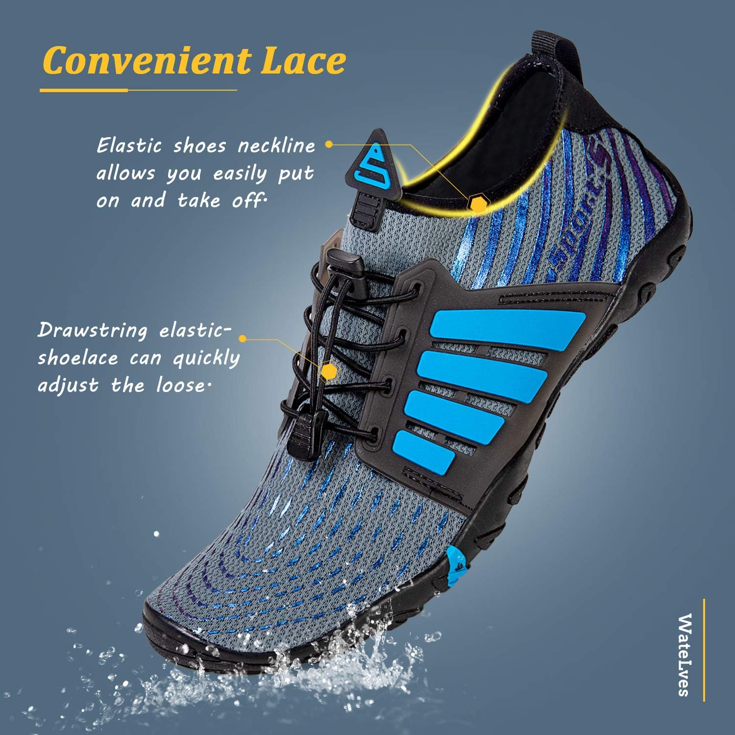 WateLves Water Shoes Mens Womens Beach Swim Shoes Quick-Dry Aqua Socks Pool Shoes for Surf Yoga Water Aerobics - Image 7