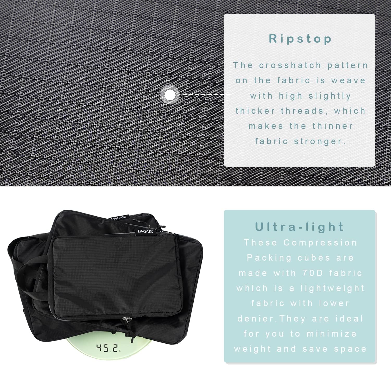BAGAIL 6 Set Ultralight Compression Packing Cubes Packing Organizer for Travel Accessories Luggage Suitcase Backpack - Image 5