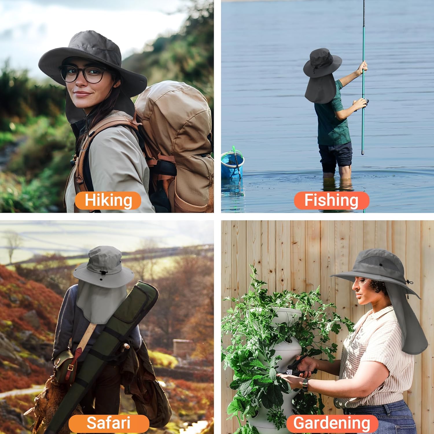 NPQQUAN Sun Hats for Men Women with Neck Flap UPF 50+ UV Protection Wide Brim Bucket Hat Safari Hiking Fishing Hats - Image 8