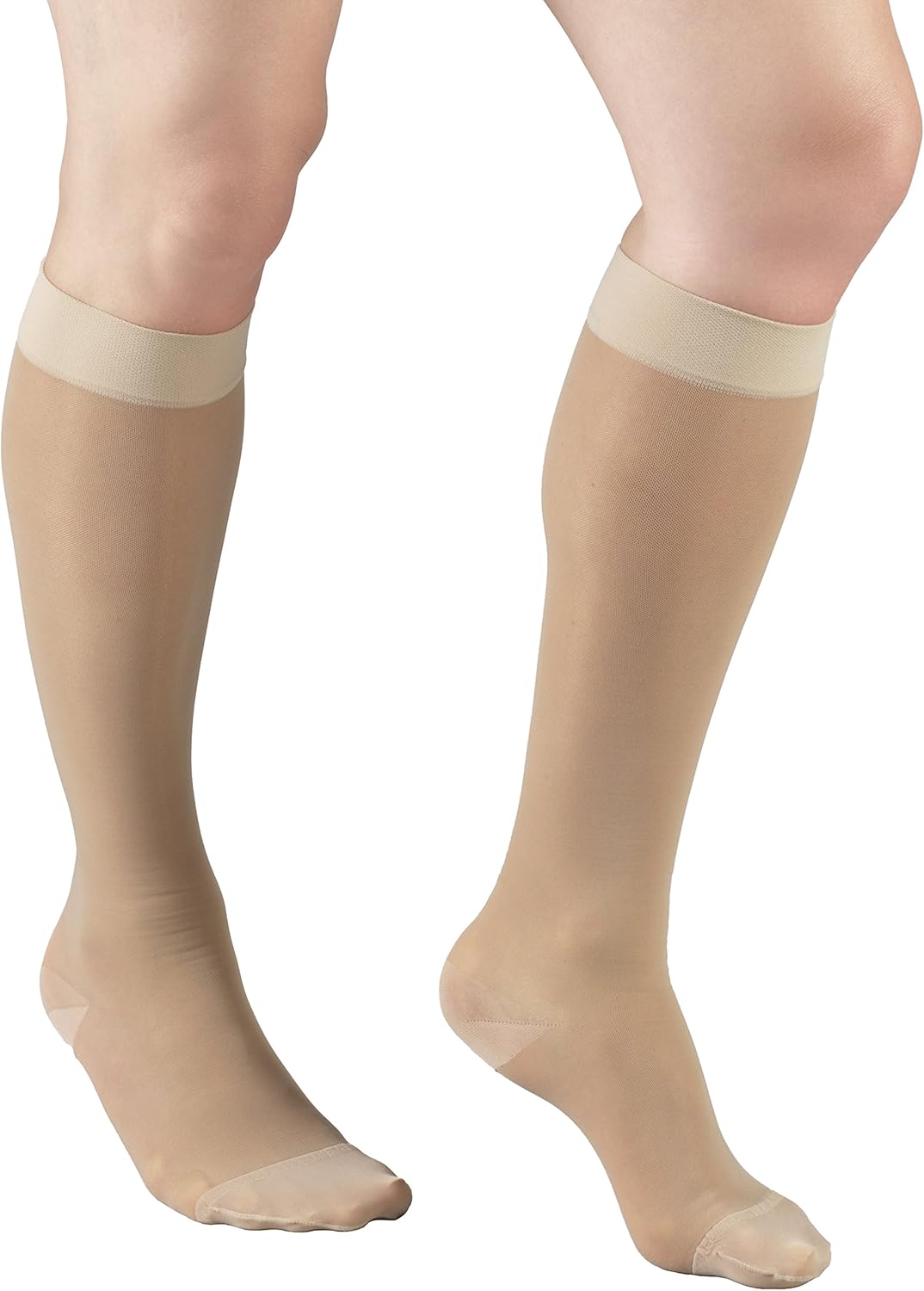 Truform Sheer Compression Stockings, 15-20 mmHg, Women's Knee High Length, 20 Denier, Nude, Medium - Image 3
