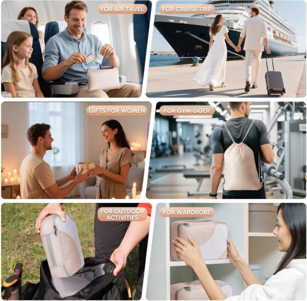 10 Set/8 Set Packing Cubes for Travel, Gifts for Women Mom,Anti-Tearing Suitcase Organizer for Luggage with Shoe & Hanging Toiletry Bag,OlarHike Vacation Essentials & Accessories for Cruise Ship,Cream - Image 7