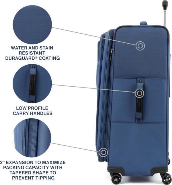 Travelpro Tourlite Softside 29" Expandable Luggage with 4 Spinner Wheels, Lightweight Suitcase, Checked Large, Blue - Image 7