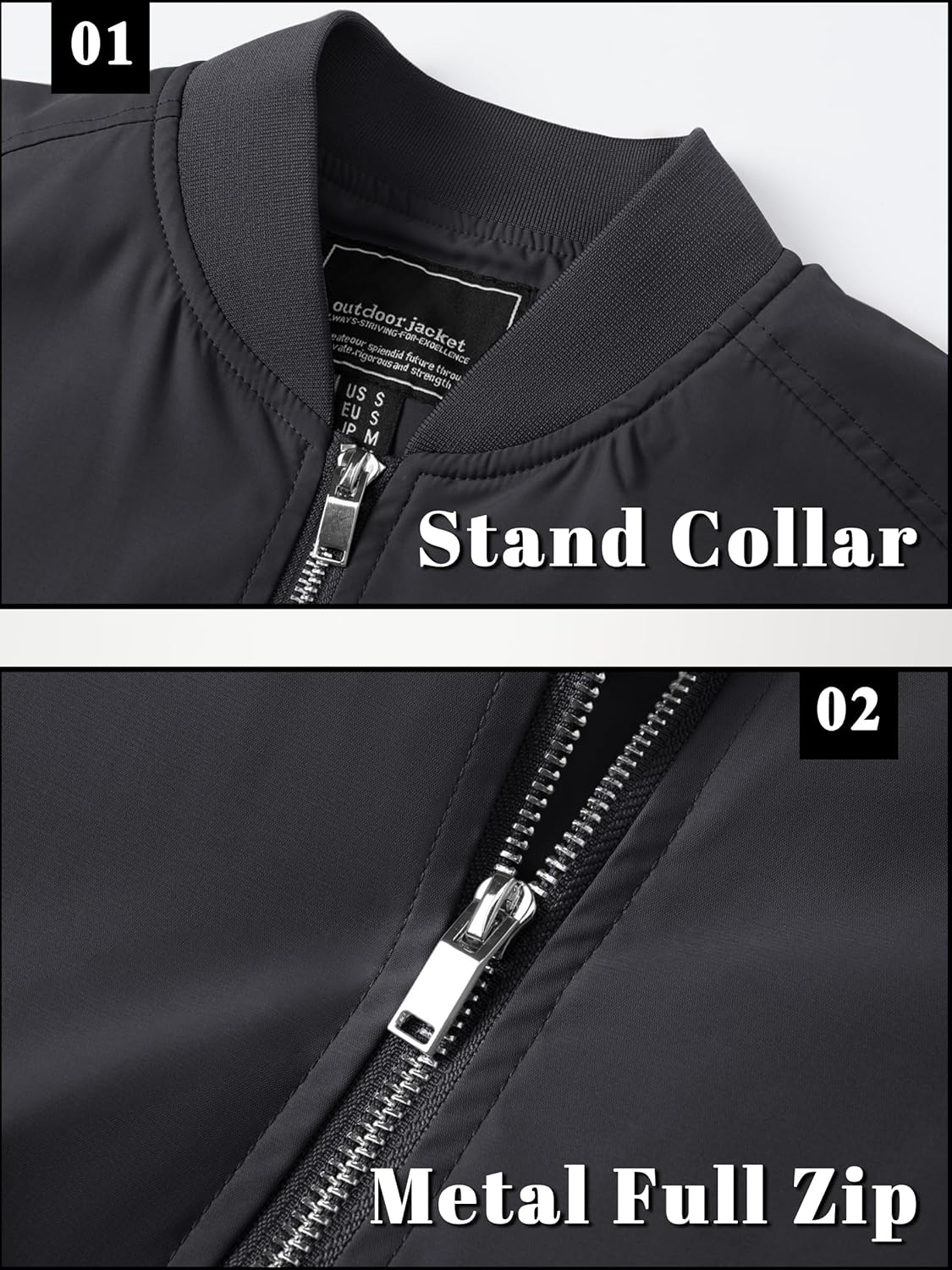 TACVASEN Men's Bomber Jacket Lightweight Casual Spring Fall Windbreaker Zip Up Coat with Pocket - Image 6
