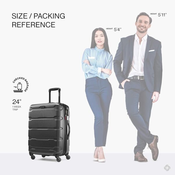 Samsonite Omni PC Hardside Expandable Luggage with Spinner Wheels, Black, Checked-Medium 24-Inch - Image 4