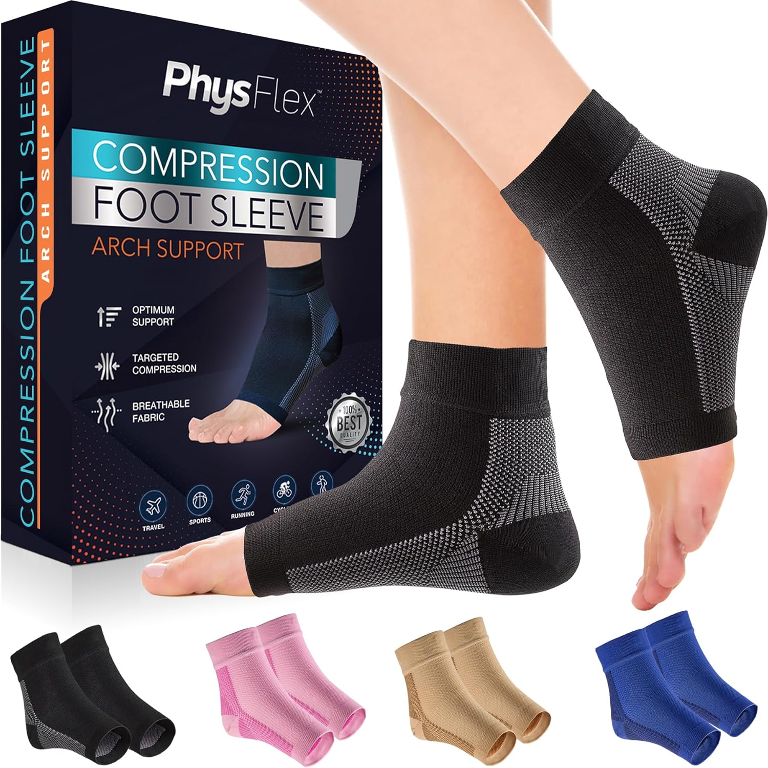 Compression Socks 20-30mmHg for Plantar Fasciitis, Achilles Tendonitis Relief - Ankle Compression Sleeve for Heel Spurs, Foot Swelling & Fatigue - Arch Support Brace for Everyday Use (1 Pair) - Image 2