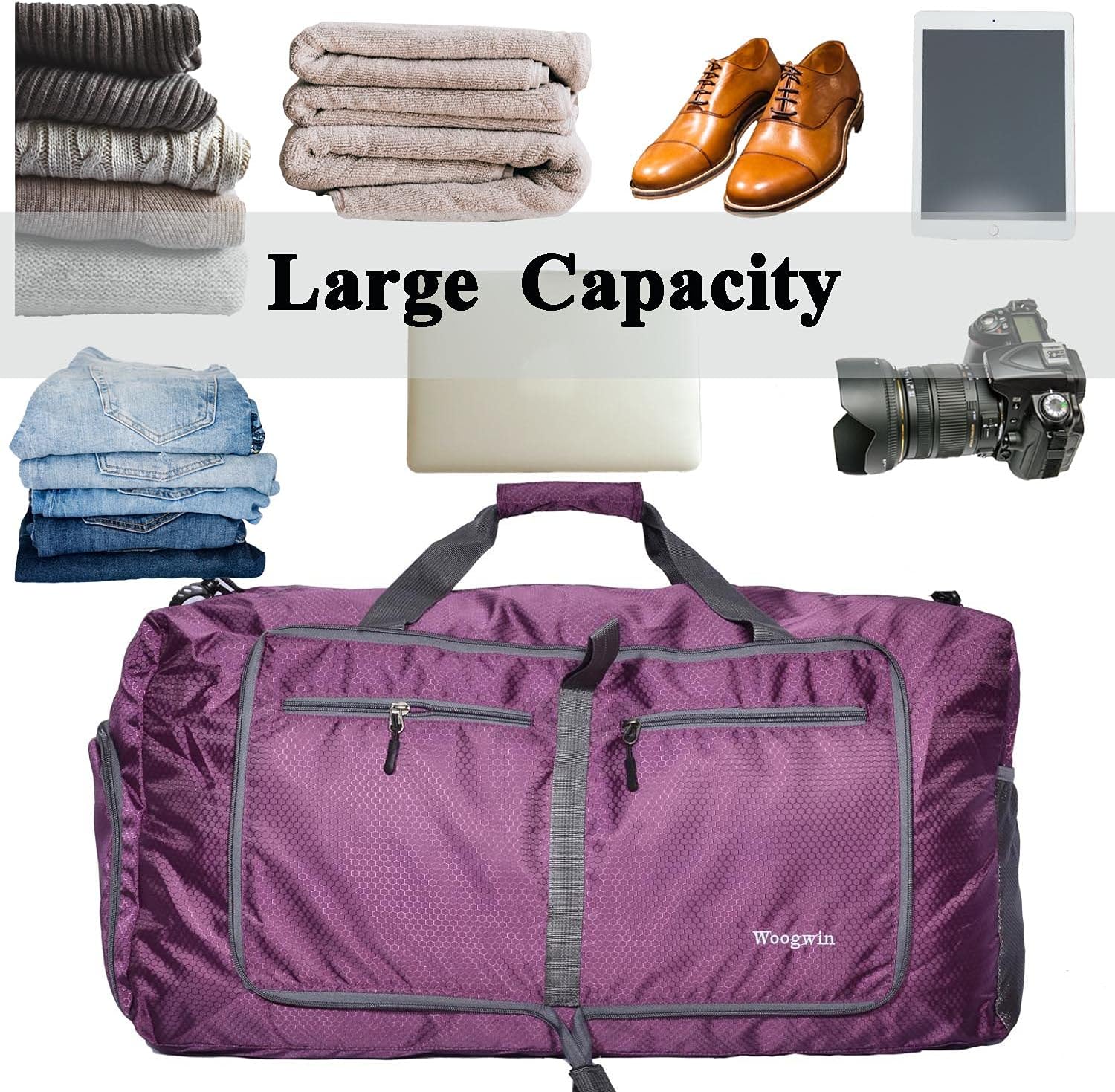 Woogwin Travel Duffel Bag Large Foldable Waterproof Overnight Bag for Beach Swim Bags Pool Sports Gym - Image 7