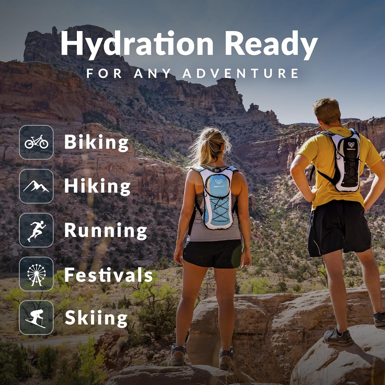 Water Buffalo Hydration Backpack - Lightweight Hydration Pack with 2L Water Bladder - Water Backpack for Hiking, Running, Biking, and Raves - Road Runner 12L Hydropack Backpack - Image 6