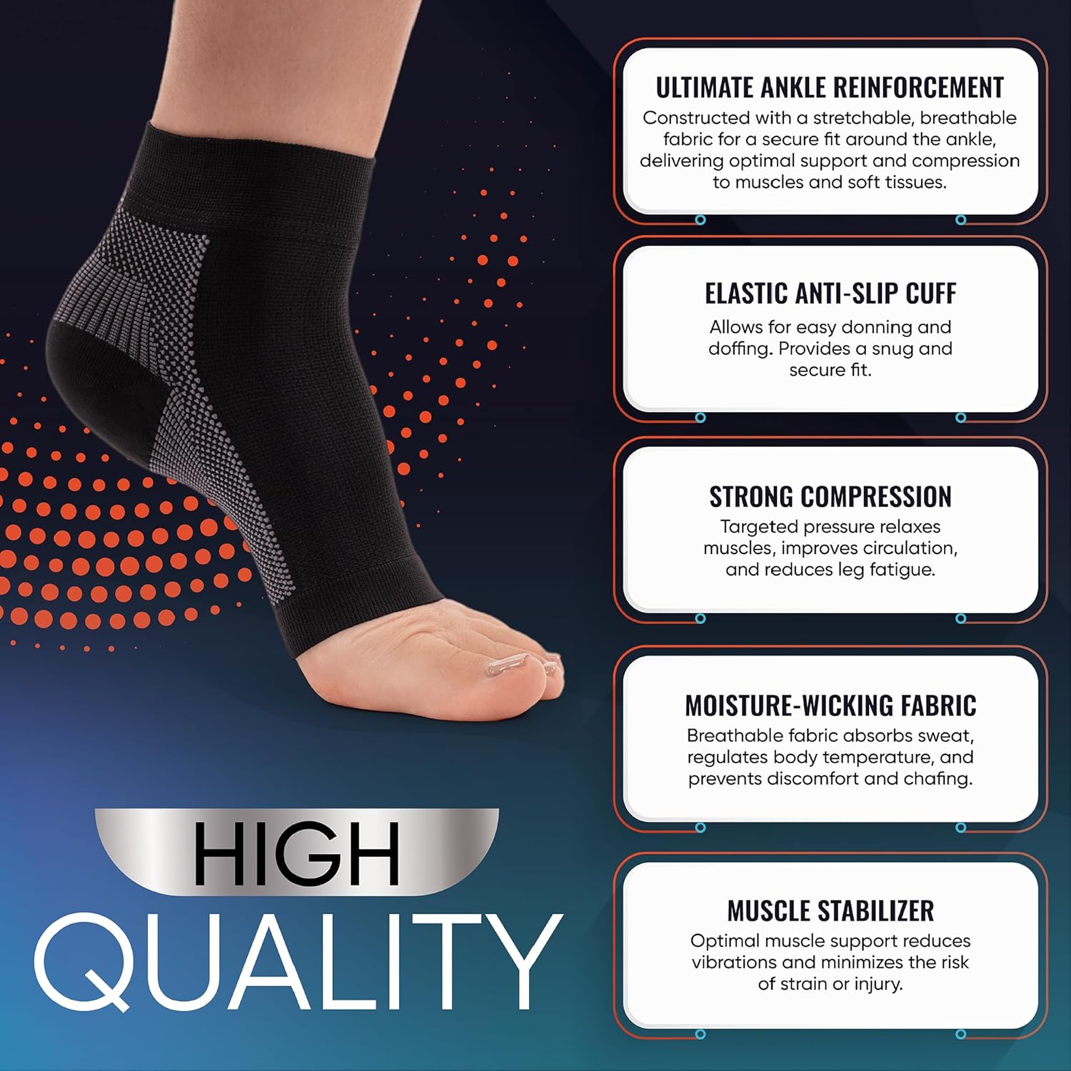 Compression Socks 20-30mmHg for Plantar Fasciitis, Achilles Tendonitis Relief - Ankle Compression Sleeve for Heel Spurs, Foot Swelling & Fatigue - Arch Support Brace for Everyday Use (1 Pair) - Image 8