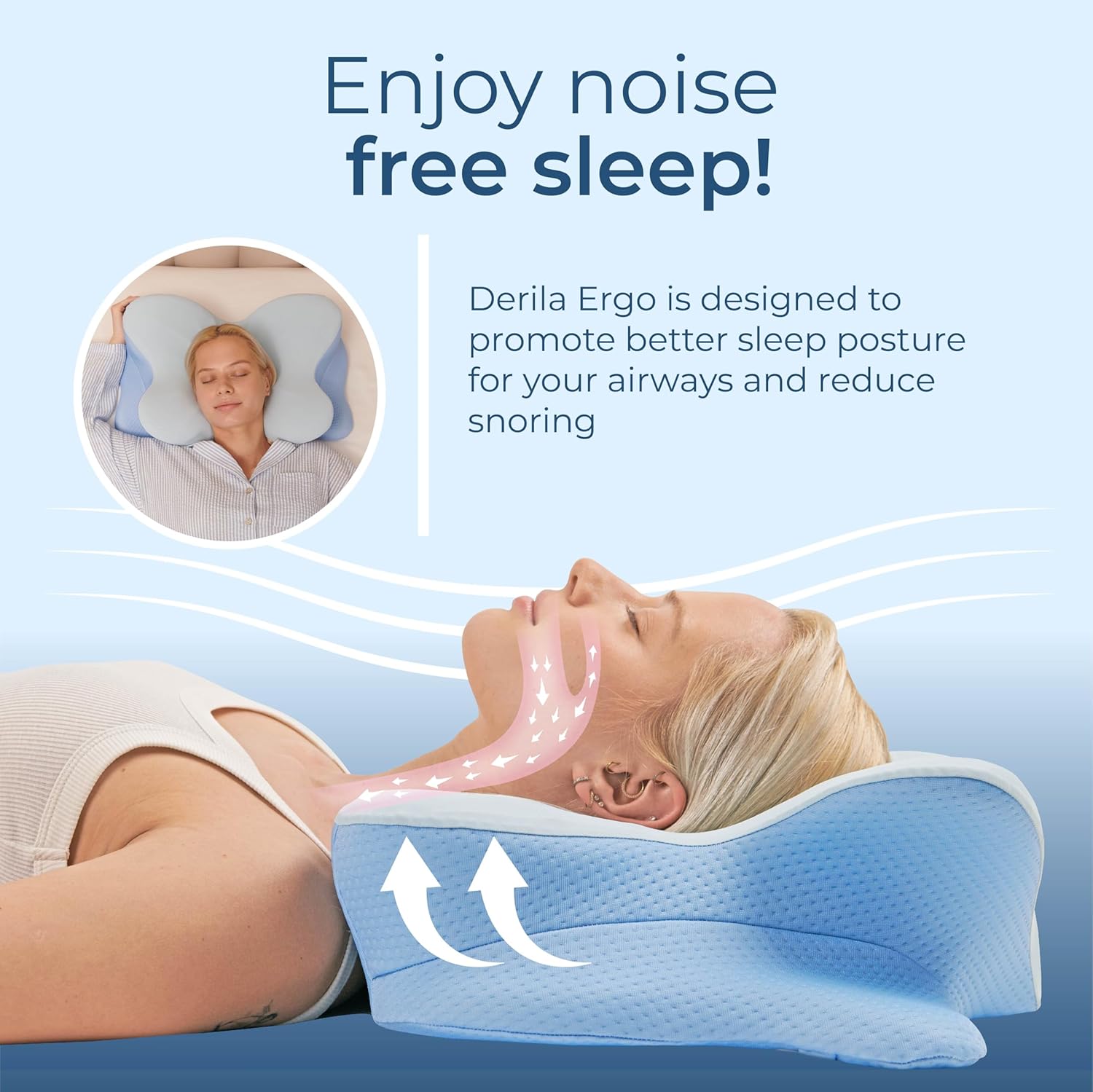 Derila Ergo Cervical Neck Pillow for Sleeping Ergonomic Pillow Contour Neck Support Memory Foam Pillows for Back, Side Sleeper Pillows 21.25 x 14.17 x 4.72 inches - Image 8