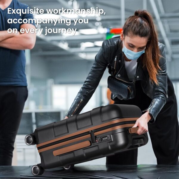 Luggage Sets 3 Piece with Spinner Wheel, Hardside Suitcase Set with TSA Lock, Expandable Lightweight Travel Luggage for Men and Women, Black - Image 7