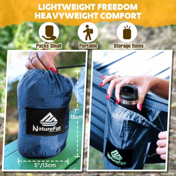 NATUREFUN Ultra-Light Travel Camping Hammock | 300kg Load Capacity,Breathable,Quick-Drying | 2 x Premium Carabiners,2 x Nylon Slings Included | Outdoor Indoor Garden - Image 7