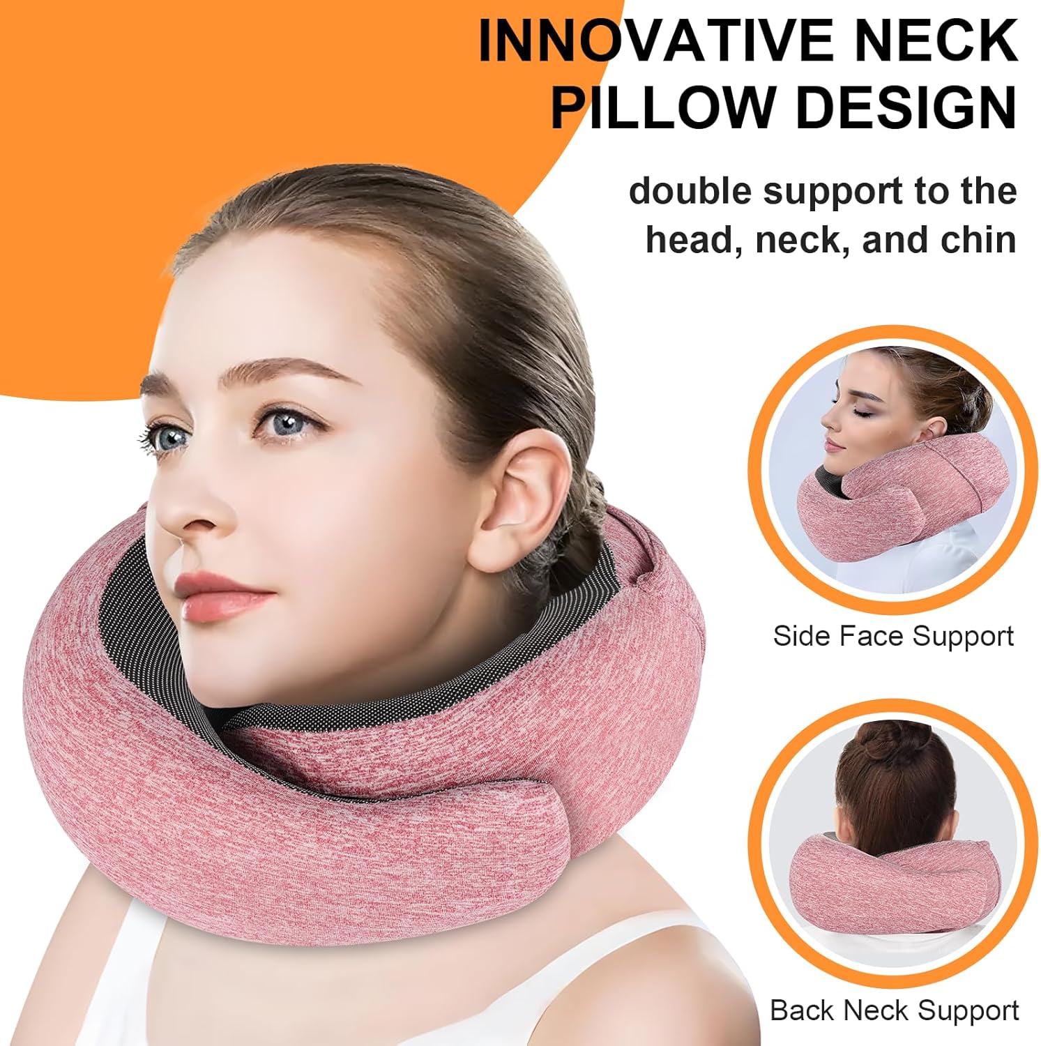 Travel Pillow - Hooded Neck Pillow Airplane Memory Foam Filling for Plane, Office, Cars Sleeping, Road Trip, Long Flights, Portable Plane Accessories, Includes Eye Mask & Earplugs (Red) - Image 5