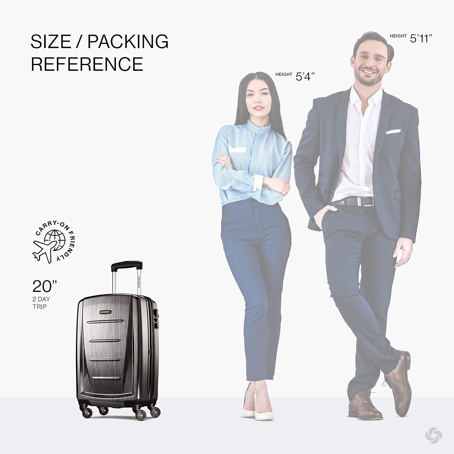 Samsonite Winfield 2 - 20-Inch Hardside Luggage with 360° Spinner Wheels, TSA Lock, Airline Approved - Charcoal - Image 3