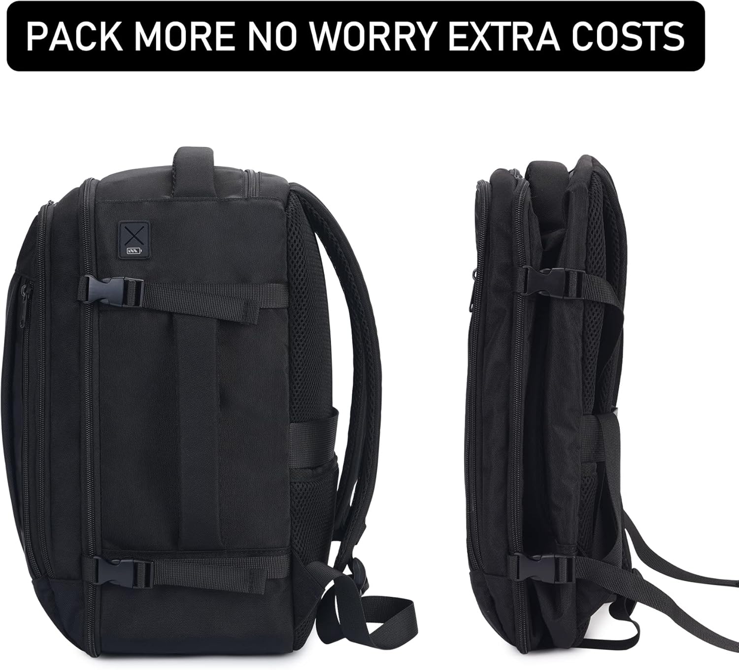 ECOHUB Travel Backpack 18x14x8 Spirit Airlines Personal Item Bag Carry On Backpack 13 Pockets Work Casual Daypack for Men Women Airline Approved Water Resistant Gym Backpack with Charging Port, Black - Image 8