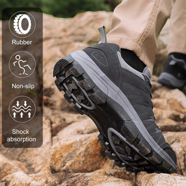 OL OUTJET LEGEND Men's Waterproof Hiking Shoes Leather Comfortable Lightweight Anti-Slip Outdoor Walking Work Sneakers - Image 7