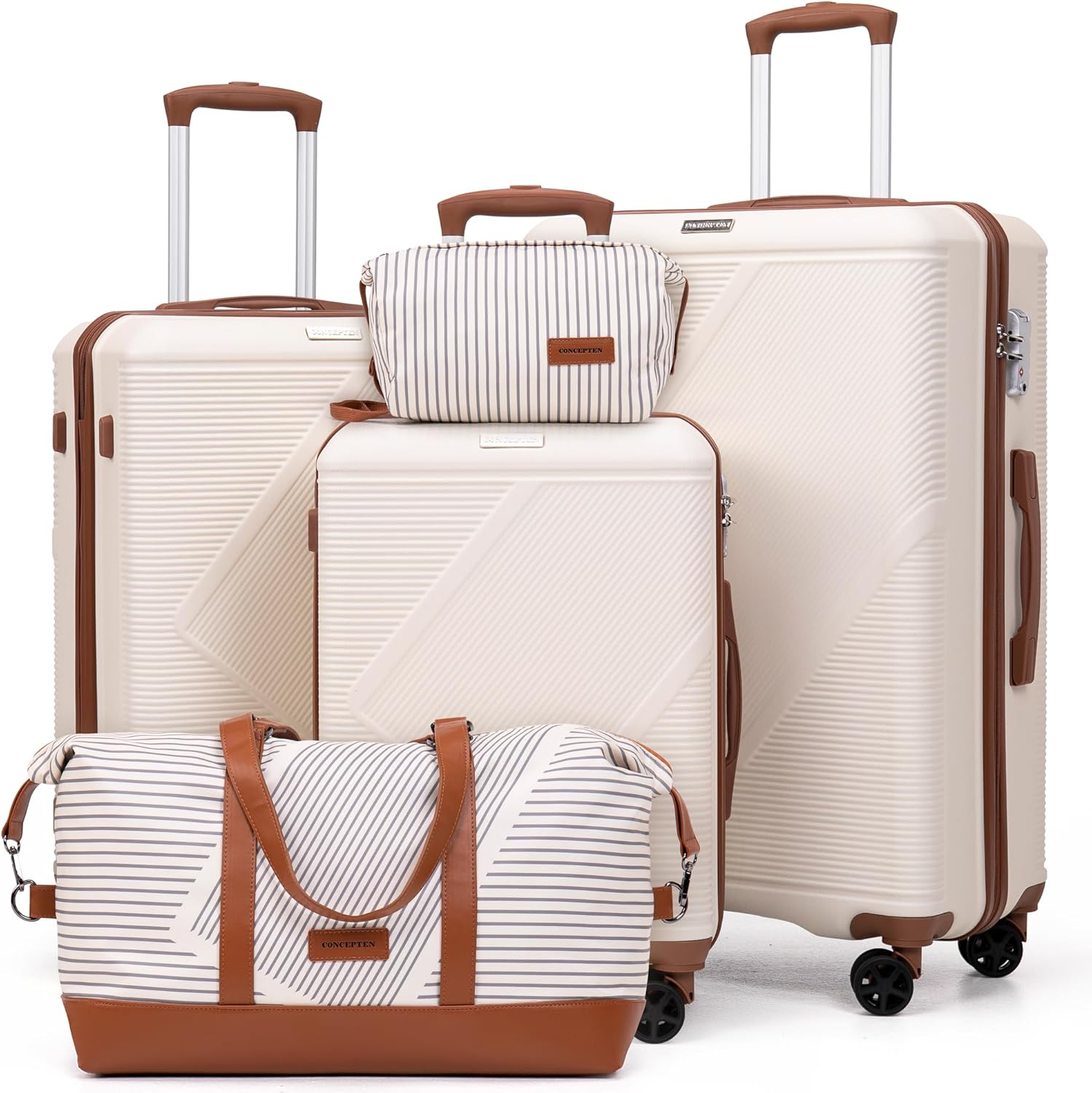Luggage Sets 5 Piece, Suitcases With Wheels, Lightweight Travel Luggage Set With TSA Lock, ABS Hardshell Carry On Suitcase Set, White - Image 2